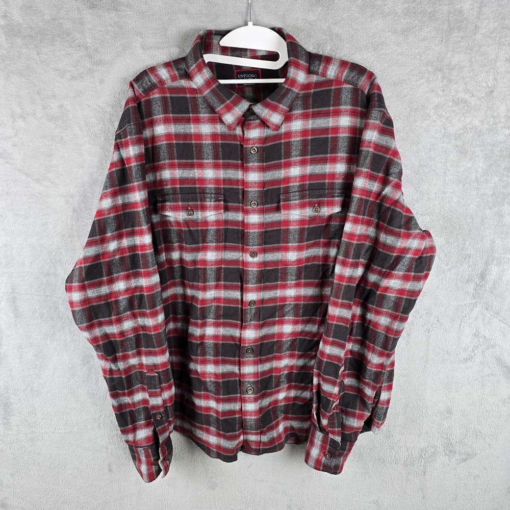 Untuckit Flannel Shirt For Men Size X-Large  Plaid Button Down